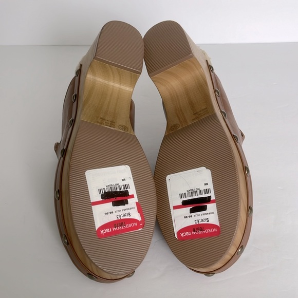 Chinese Laundry Platform Stud Clogs Brown Cognac Faux Sherpa Lining Size 8.5 NWT - Picture 4 of 6